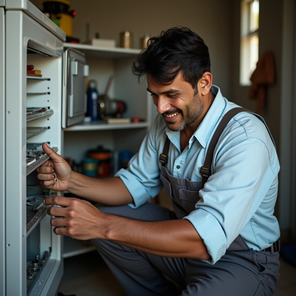 flux dev a photorealistic image of a middleaged indian technic 1